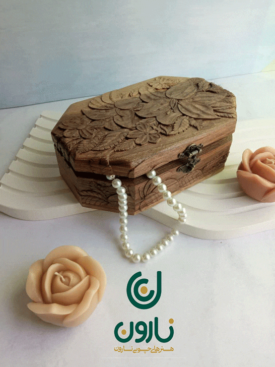 جعبه جواهرات چوبی گل وبونه