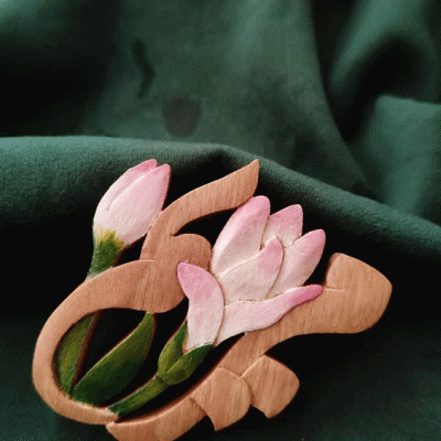 گیره موی چوبی دست ساز طرح