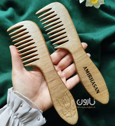شانه چوبی دسته دار چوب طبیعی
