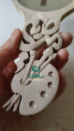 آینه دستی چوبی سفارشی با طرح پالت نقاشی - تصویر 3