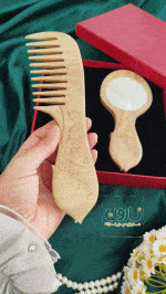 ست آینه و شانه چوبی طرح ترنج بانوی ایرانی
