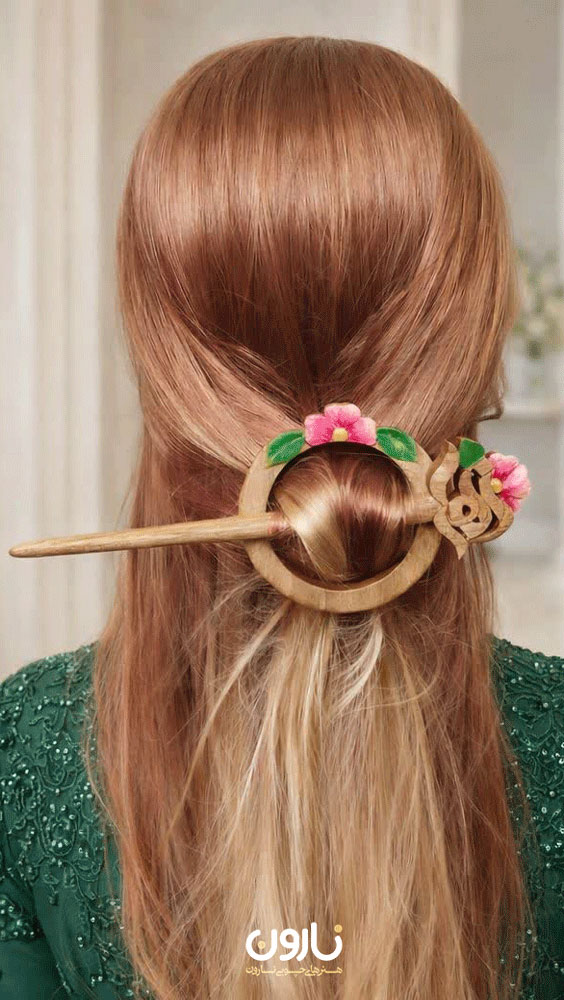 کانزاشی چوبی طرح اسم با چوب گردو و پین مو دست ساز نارون